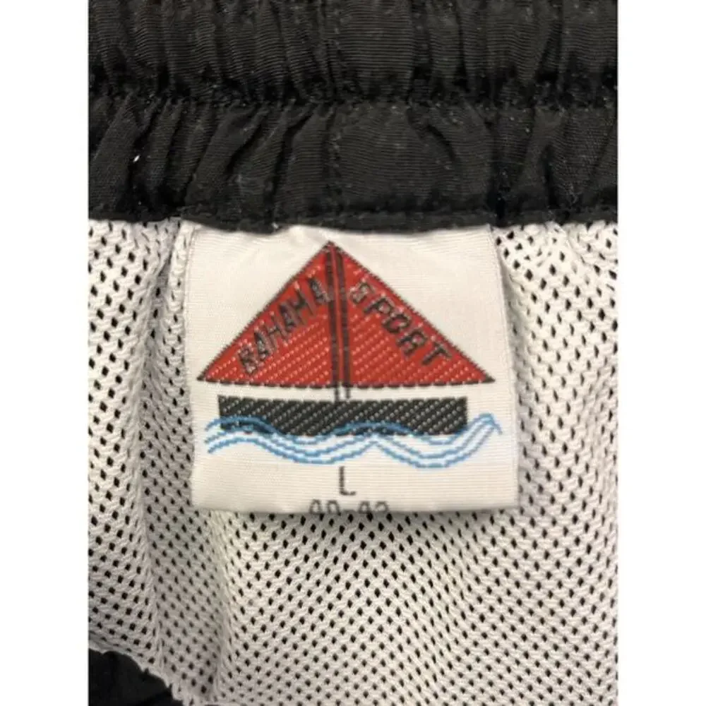 Nassau Bahamas swim trunks Mens Large‎ Black Embroidered Shark Destination Lined